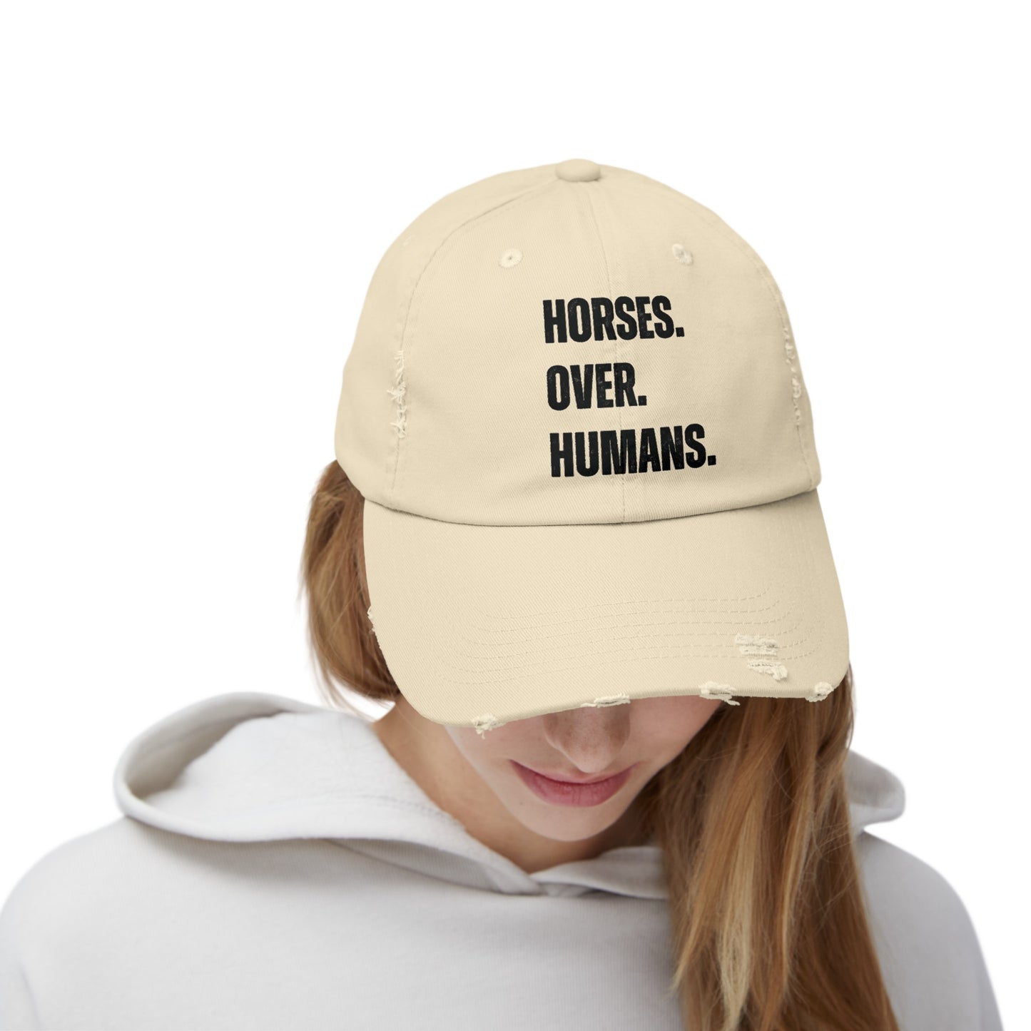 Horses. Over. Humans. Distressed Cap